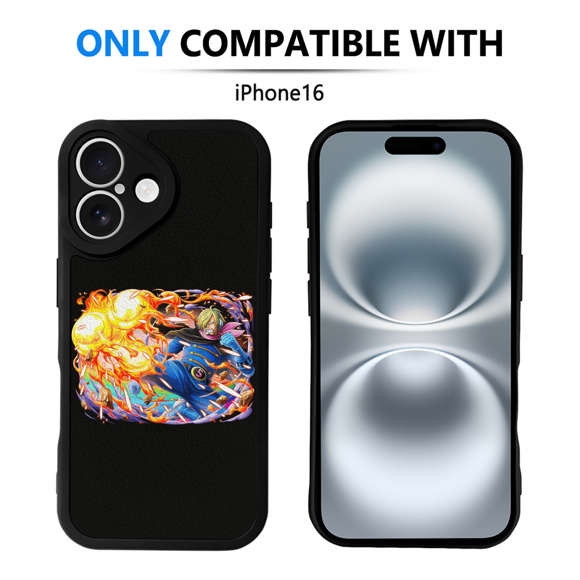 （画像用） ワンピース サンジ ONE PIECE Sanji 【iPhone 16シリーズ対応】シリコンスマホケース（レザー調） 材質：シリコン